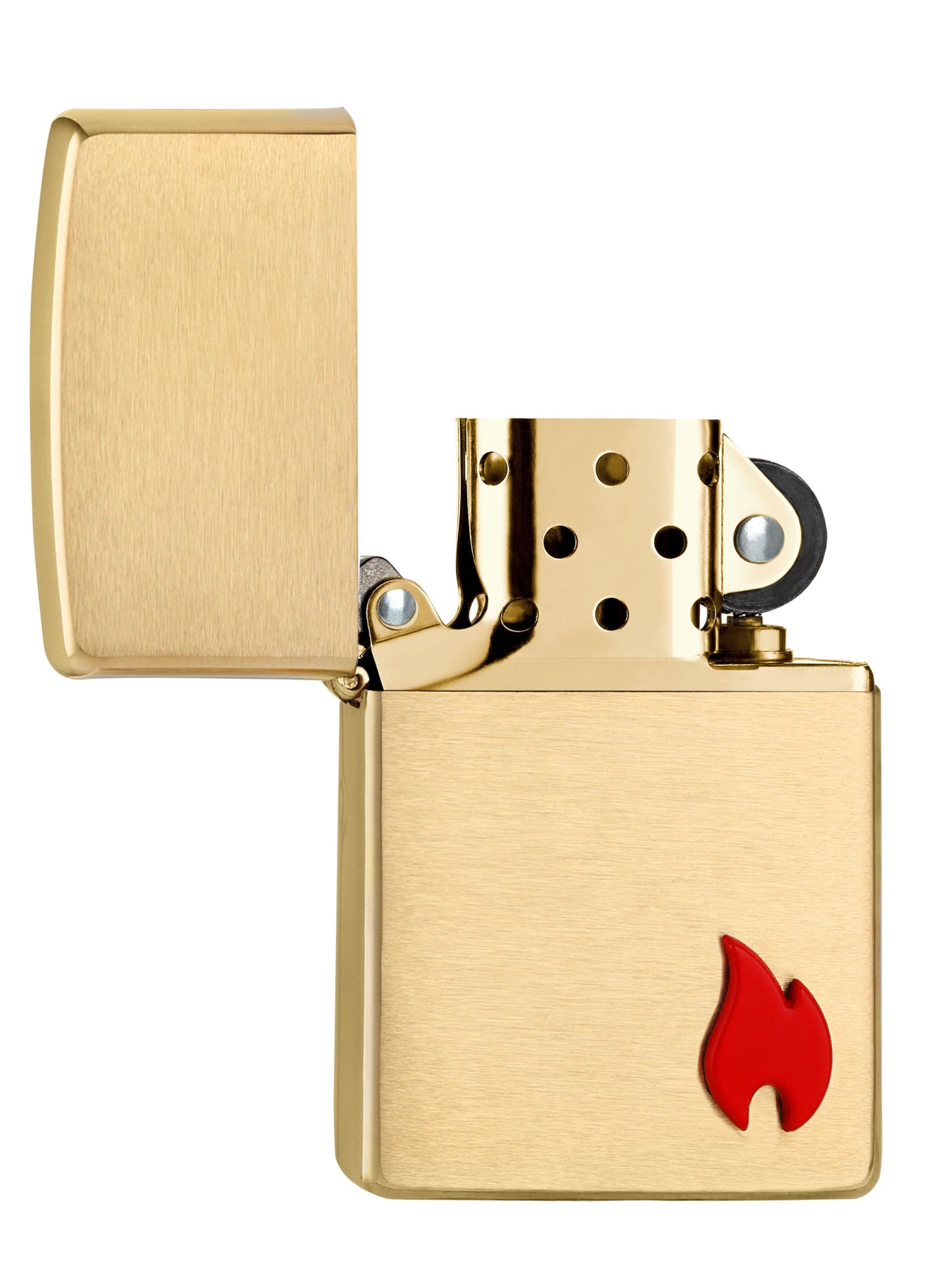 Klassisches Brushed Brass mit Flammenemblem