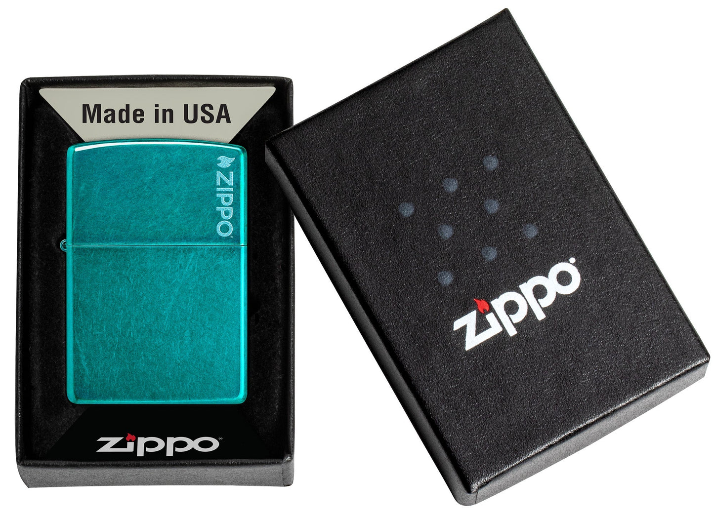 Klassisch in Candy-Blaugrün mit Zippo Logo