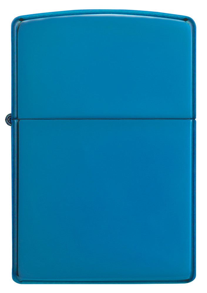 Frontansicht Zippo Feuerzeug Basismodell Sapphire blau Hochglanz