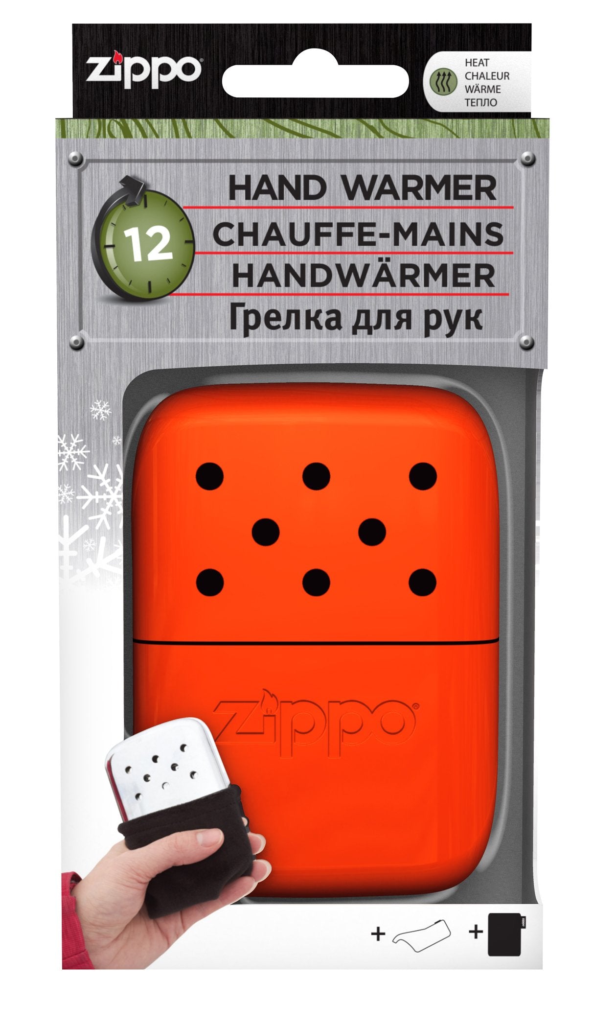 Zippo Handwärmer Metall orange groß in Verpackung