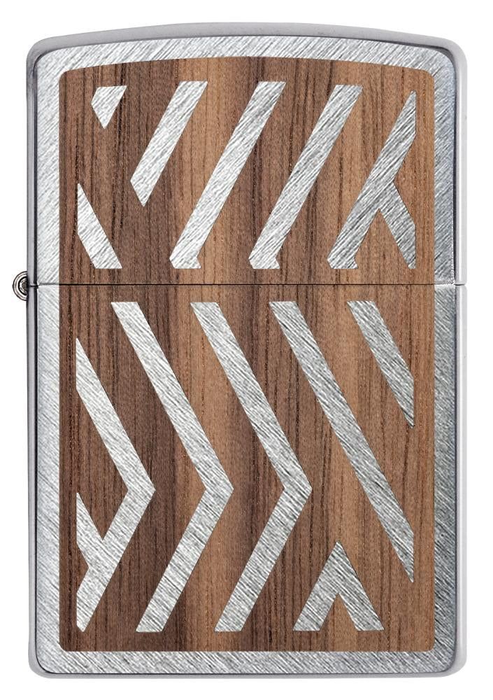 Frontansicht Zippo Woodchuck mit Linienmuster