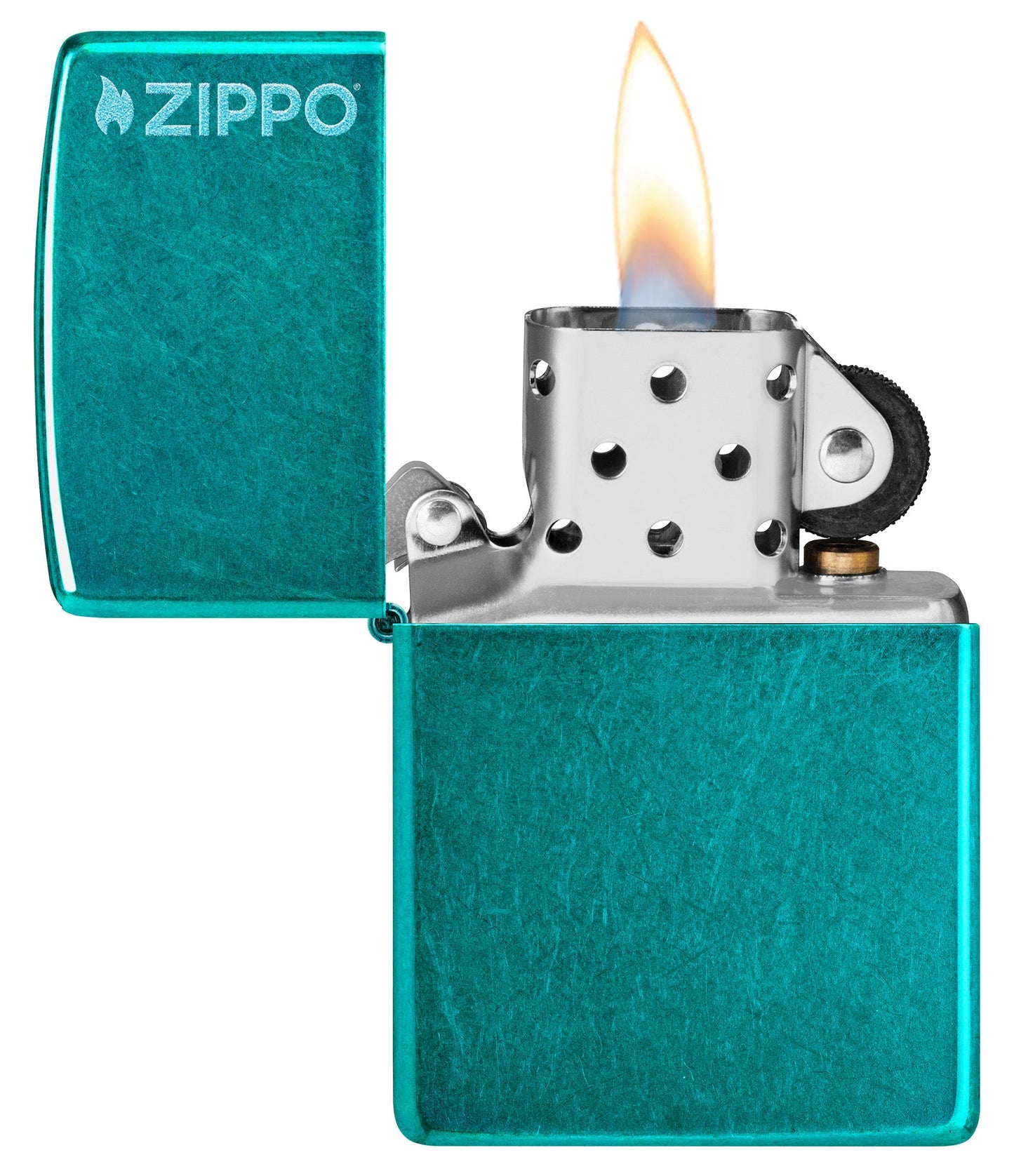 Klassisch in Candy-Blaugrün mit Zippo Logo