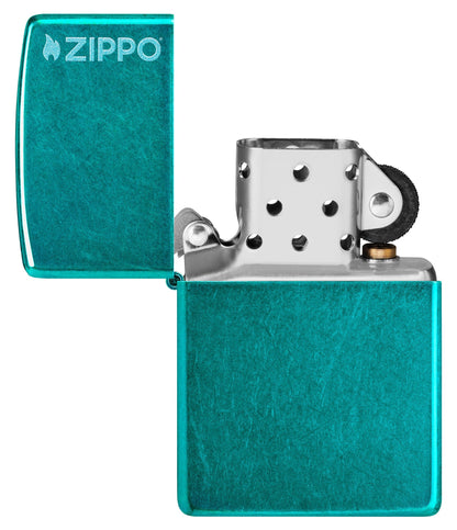 Klassisch in Candy-Blaugrün mit Zippo Logo