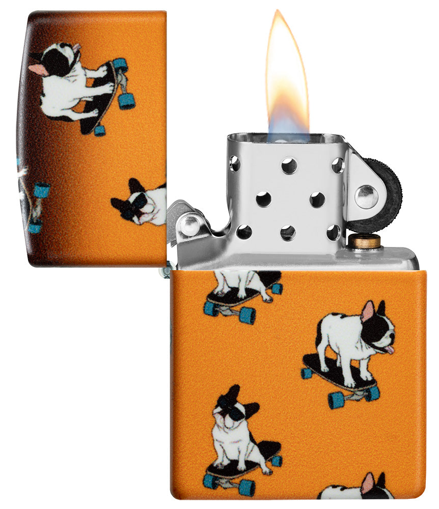Bulldoggen auf dem Skateboard