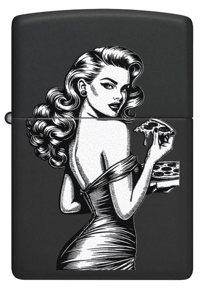 Pin-up mit Pizza