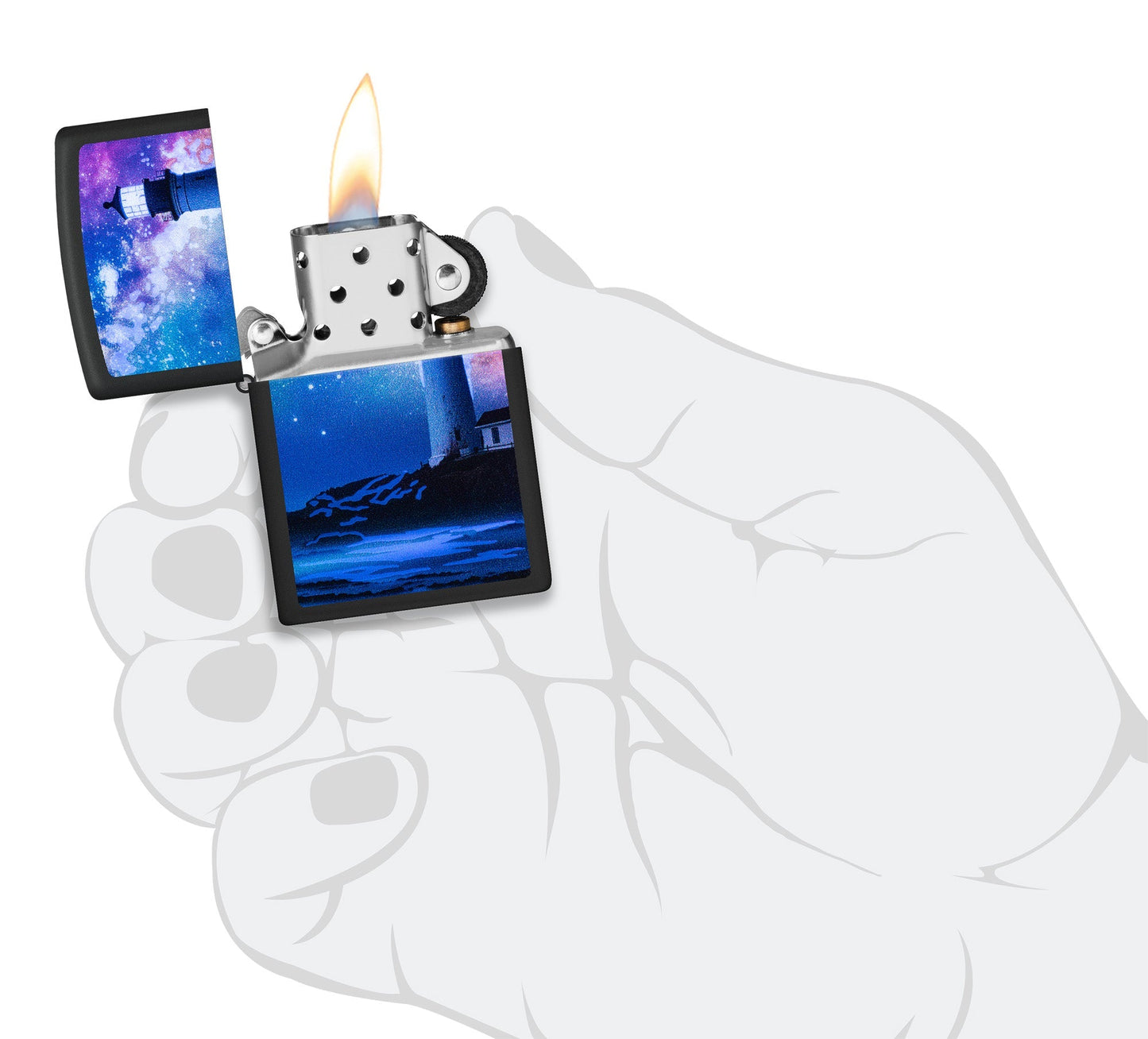 Leuchtturm mit Sternenhimmel