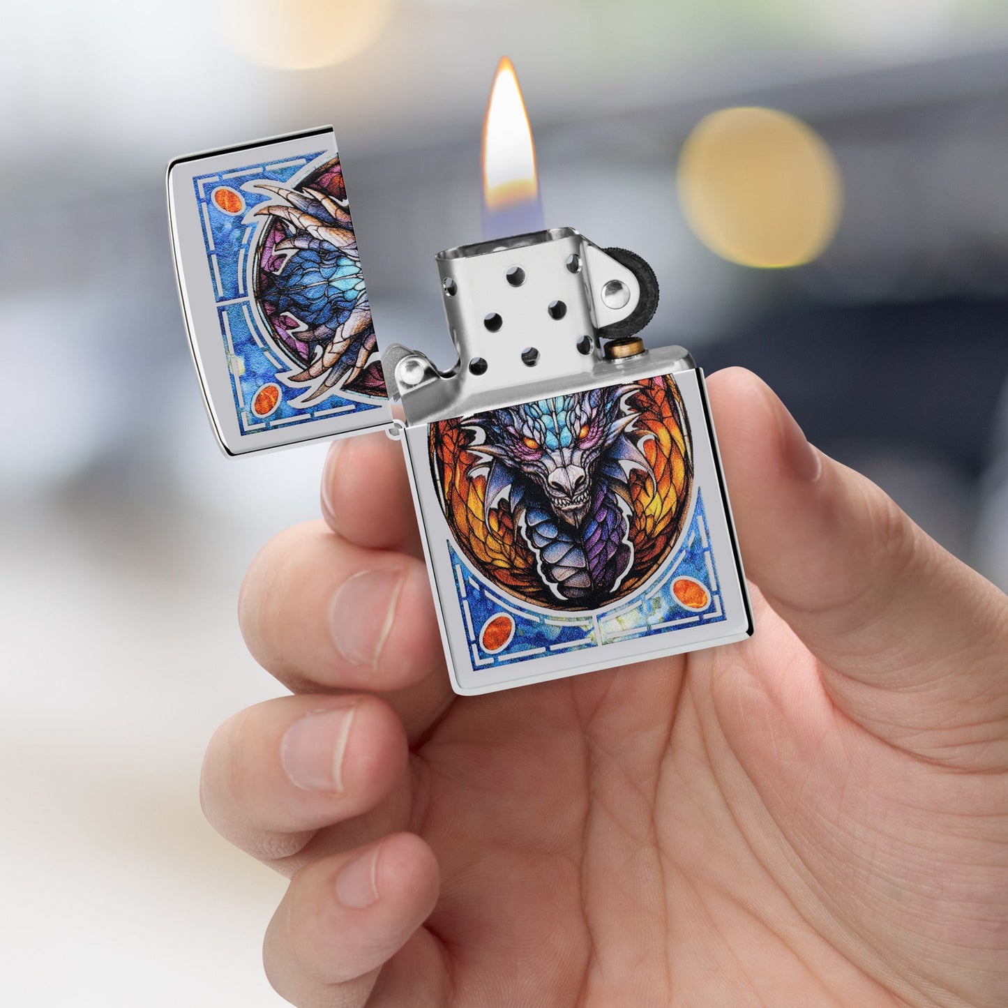 Buntglas-Drache