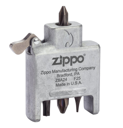 Bit Safe Schraubendreher mit Gehäuse in gebürstetem Chrom