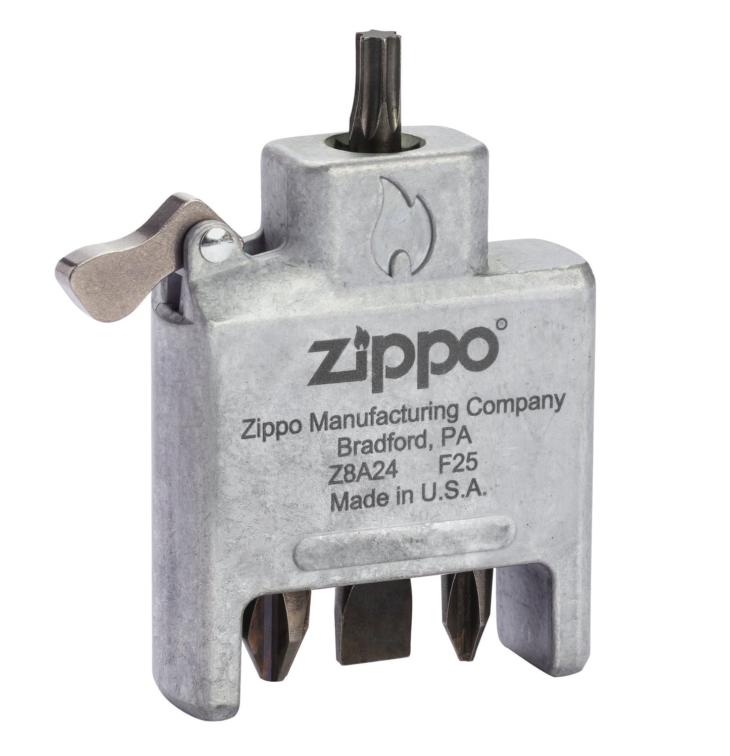 Bit Safe Schraubendreher mit Gehäuse in gebürstetem Chrom