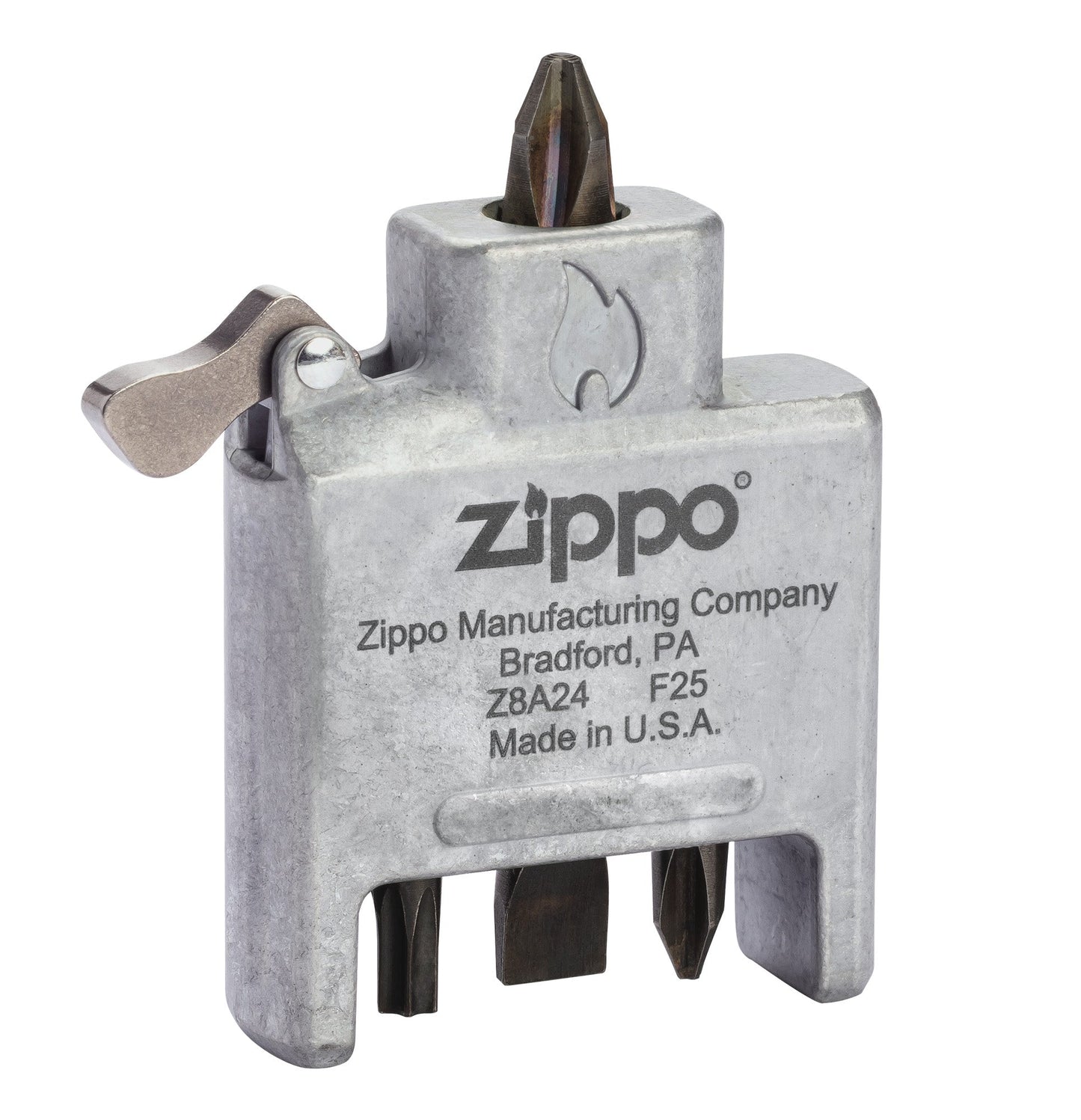 Bit Safe Schraubendreher mit Gehäuse in gebürstetem Chrom