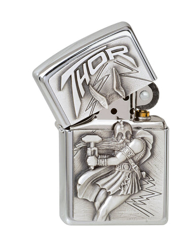 Zippo Feuerzeug Thor mit Hammer Emblem geöffnet
