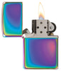 Frontansicht Zippo Feuerzeug Slim mehrfarbig Basismodell geöffnet mit Flamme