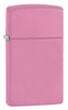 Frontansicht 3/4 Winkel Zippo Feuerzeug Slim Pink Matt