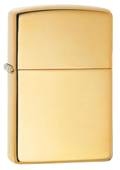 Frontansicht 3/4 Winkel Zippo Feuerzeug Armor High Polish Brass Basis Modell
