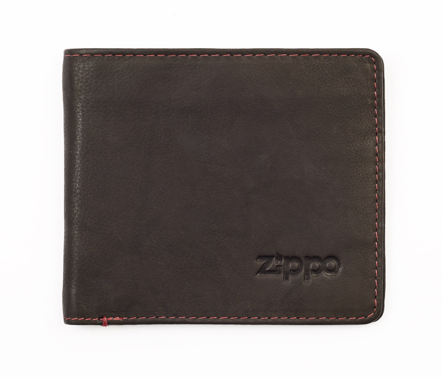 Zippo Geldbörse Frontansicht Leder im Querformat geschlossen mit Zippo Logo