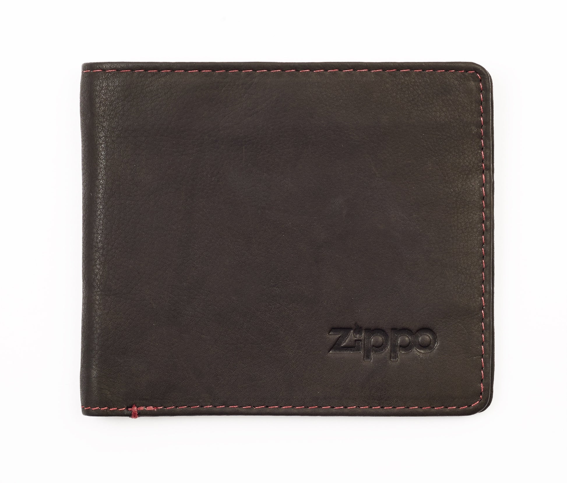 Zippo Geldbörse Frontansicht Leder im Querformat geschlossen mit Zippo Logo