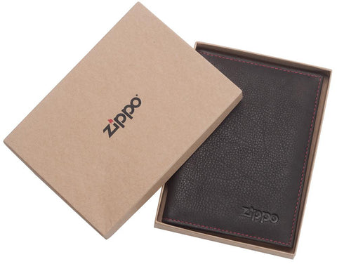 Kreditkarten Brieftasche Zippo braun in offener Box