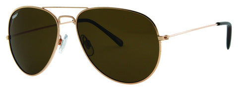 Zippo Pilotenbrille Frontansicht ¾ Winkel aus Metall mit goldfarbenem Gestell