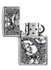 Zippo Feuerzeug Totenköpfe von Rosen umgeben Emblem geöffnet