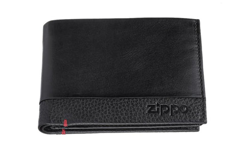 Frontansicht Zippo Leder Portemonnaie geschlossen mit Zippo Logo