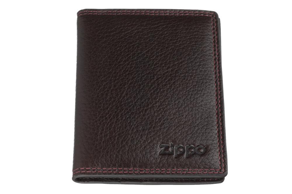 Frontansicht Zippo Geldbörse Hochformat Leder braun