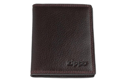 Frontansicht Zippo Geldbörse Hochformat Leder braun