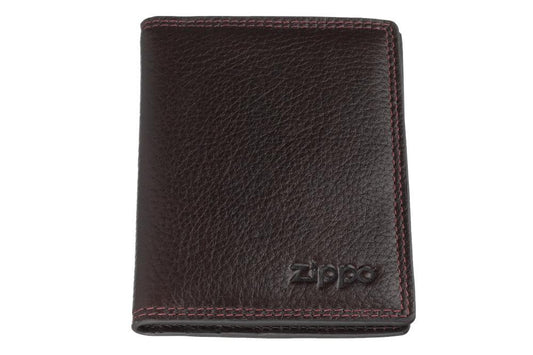 Frontansicht Zippo Geldbörse Hochformat Leder braun