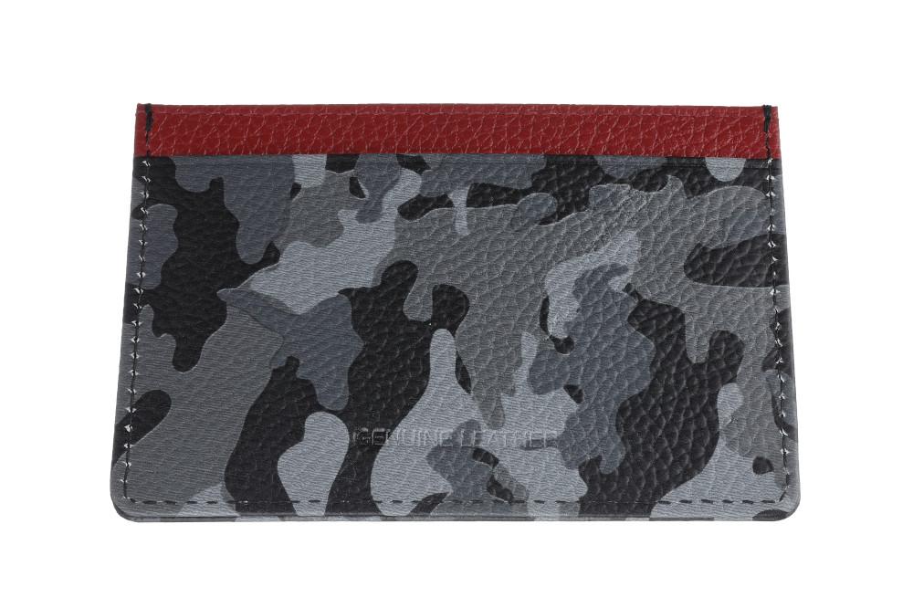 Rückansicht Zippo länglicher Kartenhalter Cameo graues Muster und rote Oberseite 