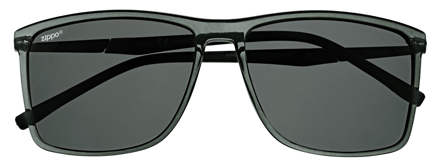 Frontansicht Zippo Sonnenbrille eckig grau