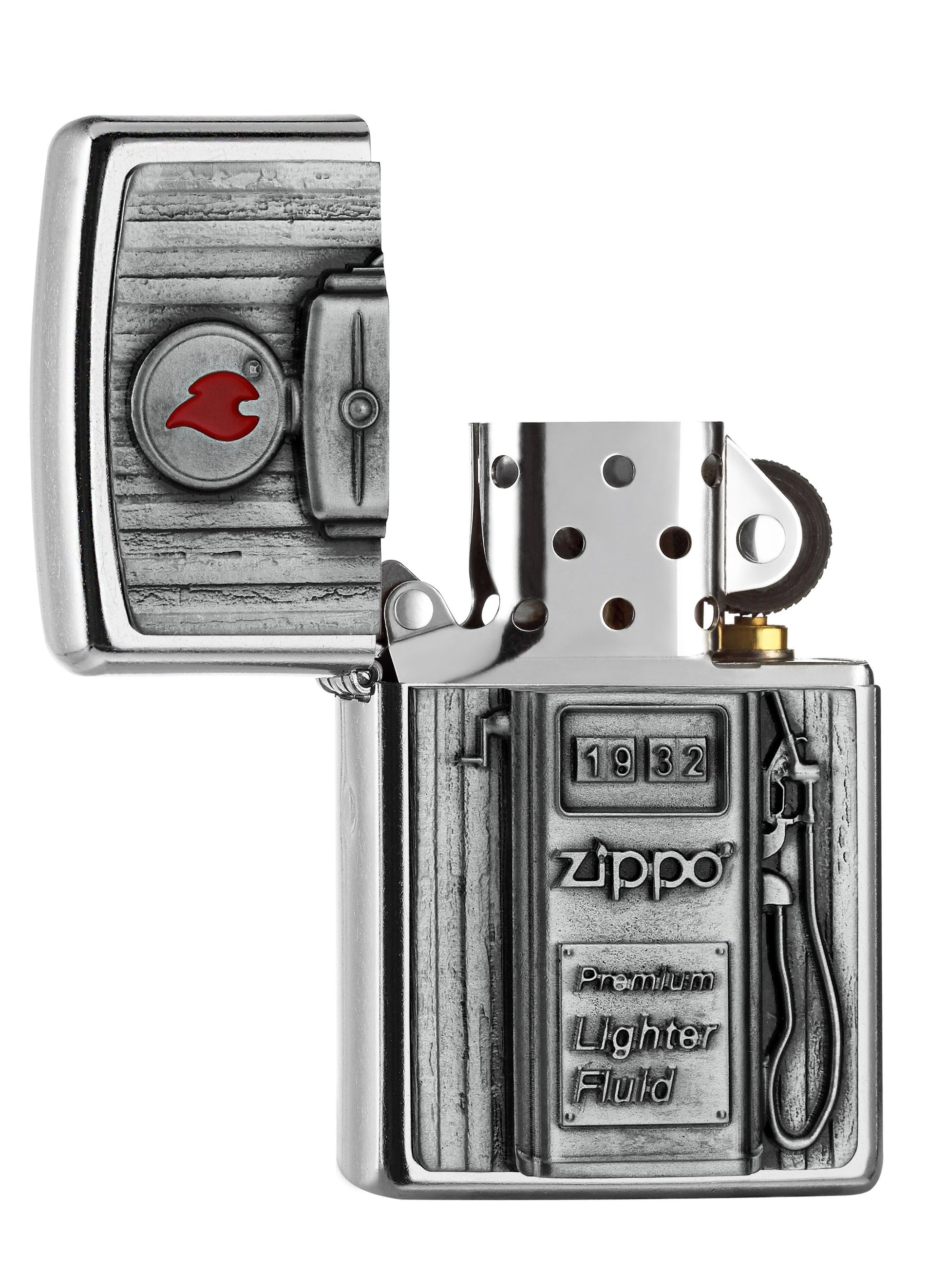 Zippo Feuerzeug Zapfsäule mit Zippo Flamme Emblem