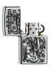 Zippo Feuerzeug chrom Sternzeichen Schütze Emblem geöffnet