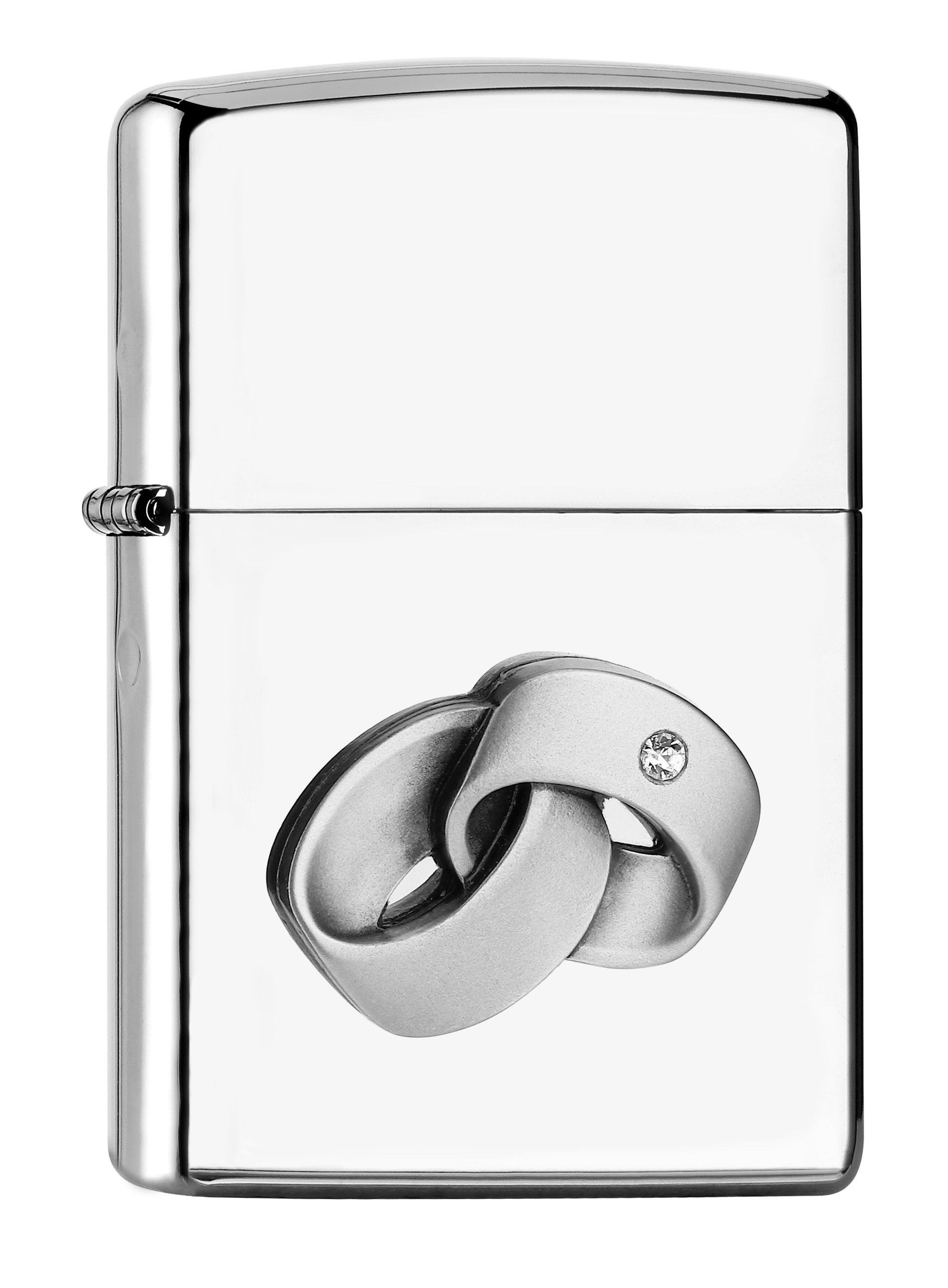 Frontansicht Zippo Feuerzeug chrom Hochglanz mit Eheringen Emblem