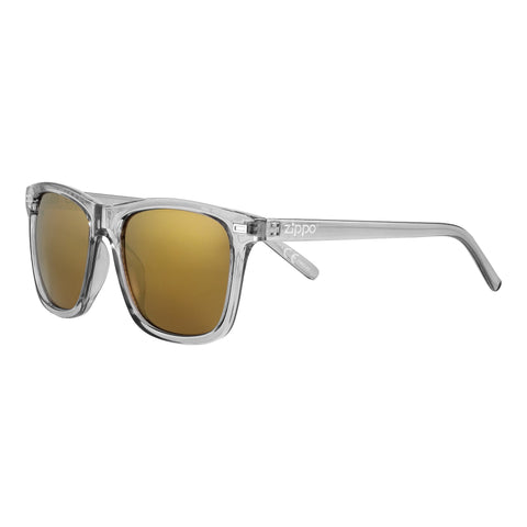 Frontansicht 3/4 Winkel Zippo Sonnenbrille hellbraune Gläser mit grau-transparenten Rahmen