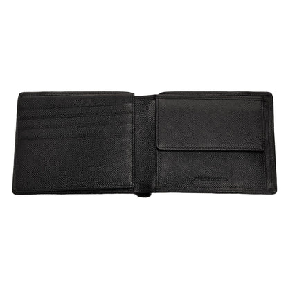 Zippo Portmonee aus Saffiano Leder mit Zippo Logo Frontansicht geöffnet 