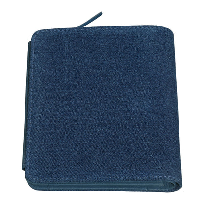 Rückansicht Zippo Querformatige Bi-Fold Zipper Geldbörse aus blauem Jeansstoff