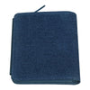 Rückansicht Zippo Querformatige Bi-Fold Zipper Geldbörse aus blauem Jeansstoff