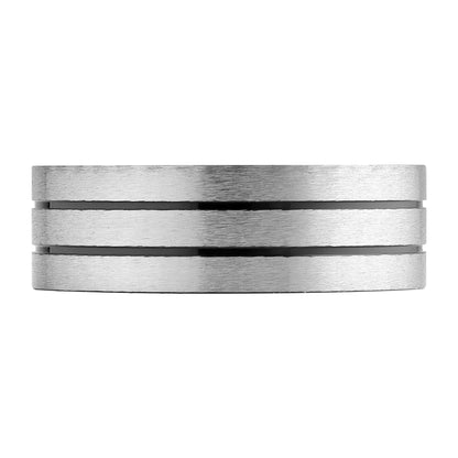 Zippo Ring gebürstetes Edelstahl mit zwei schwarzen Linien eingraviert