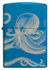 Frontansicht Zippo Feuerzeug Hochglanz Blau 360 Grad Design mit Oktopus Online Only