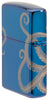 Seitenansicht Rückseite Zippo Feuerzeug Hochglanz Blau 360 Grad Design mit Oktopus Online Only