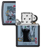 Zippo Feuerzeug Lady Luck Design Herzdame mit Krone und Hufeisen schwarz matt Online Only geöffnet ohne Flamme