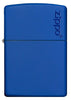 Frontansicht Zippo Feuerzeug Royalblau Matt Basismodel mit Zippo Logo