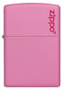 Frontansicht Zippo Feuerzeug Pink Matte Basismodell mit Zippo Logo