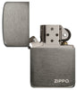 Zippo Feuerzeug Frontansicht 1941 Replica Black Ice® geöffnet mit Zippo Logo