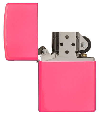  Zippo Feuerzeug Basismodell neon pink geöffnet ohne Flamme