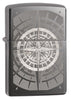 Frontansicht 3/4 Winkel Zippo Feuerzeug Black Ice mit Kompass