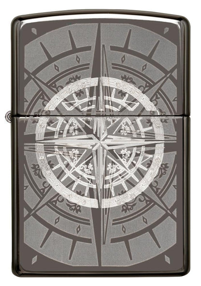 Frontansicht  Zippo Feuerzeug Black Ice mit Kompass
