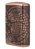 Seitenansicht t Zippo Feuerzeug Armor Antique Copper Multi Cut mit Weltkarte eingraviert