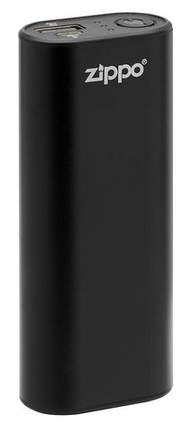 Zippo schwarz HeatBank® 6s wiederaufladbarer Handwärmer Frontansicht mit USB-Ladefunktion