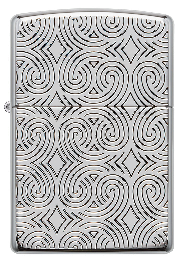 Zippo Feuerzeug Frontansicht Armor® hochglanzverchromt mit tief eingravierten Linien