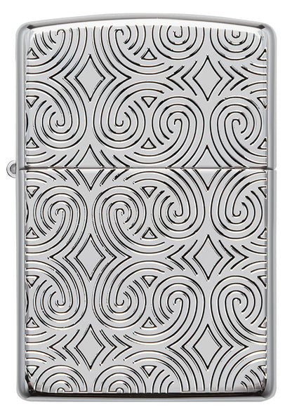 Zippo Feuerzeug Frontansicht Armor® hochglanzverchromt mit tief eingravierten Linien